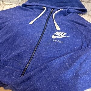 Nike Heathered Blue Hoodie with White Accents